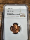1947 Lincoln Wheat Cent 1¢ NGC MS65 RD Brilliant Red Mint State
