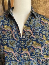 NWOT J.Crew Navy Gold Leopard Print Silk Button Down Shirt Size 0