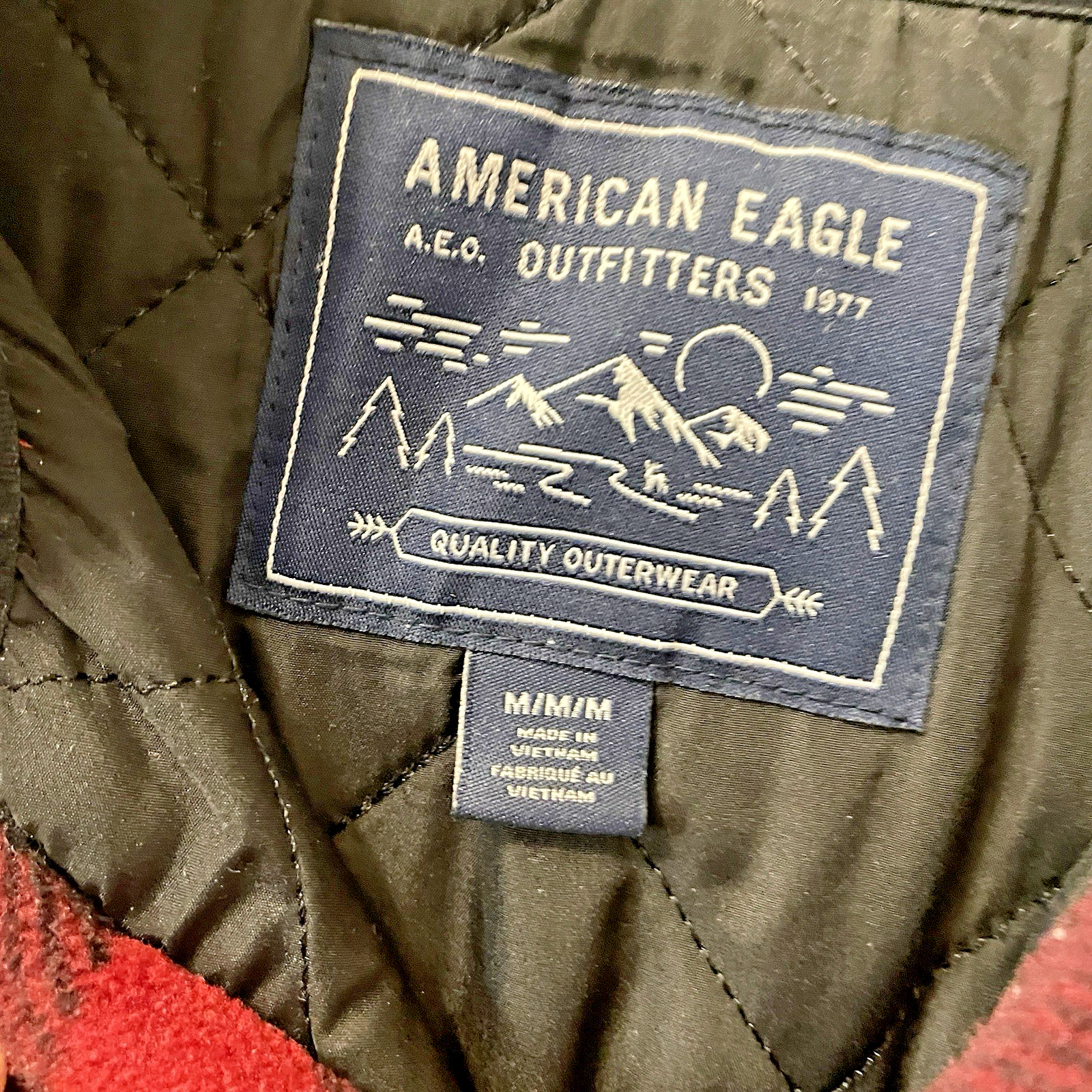 American Eagle Jacket Medium Buffalo Plaid Red Bl… - image 6