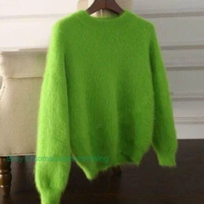 Mens Womens Angora Mink Cashmere Warm Fluffy Fuzzy Plush Knitted Tops Sweaters