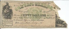 $50 1862 Mississippi Green Cotton Pledged #20846 Jackson CR15 Rarity 6
