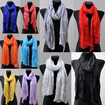 Silk Seidenschal Lang Schal Langschal Halstuch Seide Tuch Halstücher Uni Loop