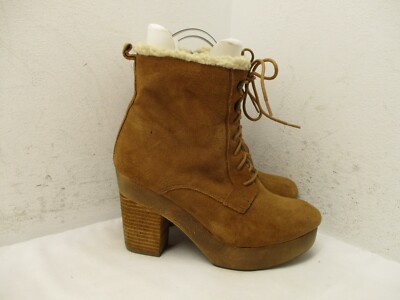 Lauren Ralph Lauren Brown Suede Lace-Up Shearling Boots Ralph Lauren Suede Leather Combat Boots Lace Up Ankle  main image 3