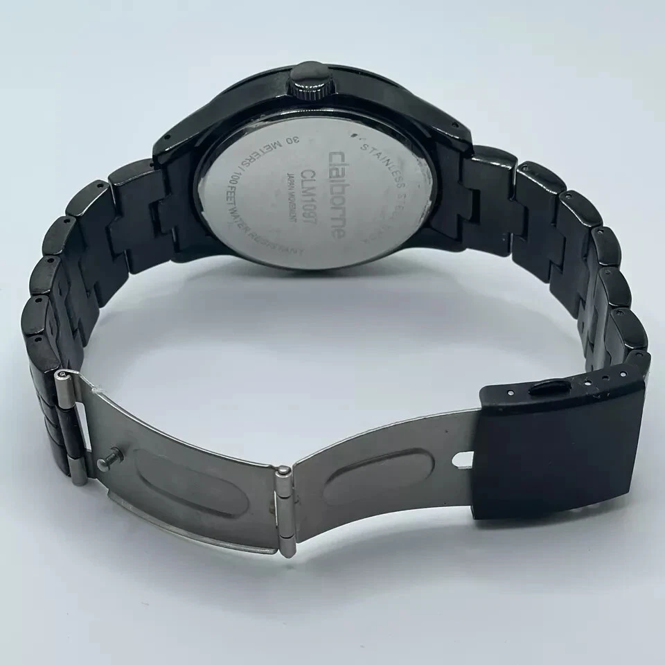 Reloj Claiborne Hombre Fecha 44mm Estuche Cuarzo Tres Manecillas Pulsera Banda Foto 3 de 4