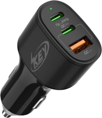 60W USB C Car Charger Fast Charge Adapter Compatible with Phone iPad Pro
