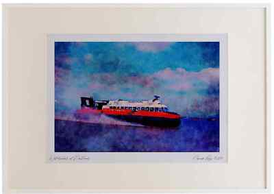 796023 Hovercraft Watercolour Picture Frame Ltd Ed A3