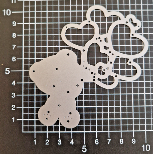 Stanzschablone Teddy mit Luftballons Karten basteln Geburtstag Kinder - Bild 3 von 3