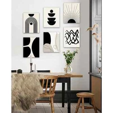 Drsoum Minimalist Boho Wall Art – Geometric Black Bohemian Framed Poster, 8x10"