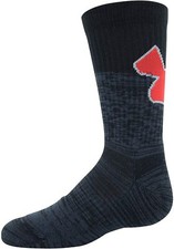 Under Armour Youth Phenom Logo Crew Socks 3-Pairs Grey Black Red 13.5K-4Y - NWT