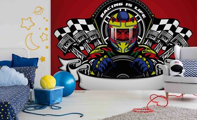3D Racing Self-adhesive Removable Wallpaper Murals Wall 765