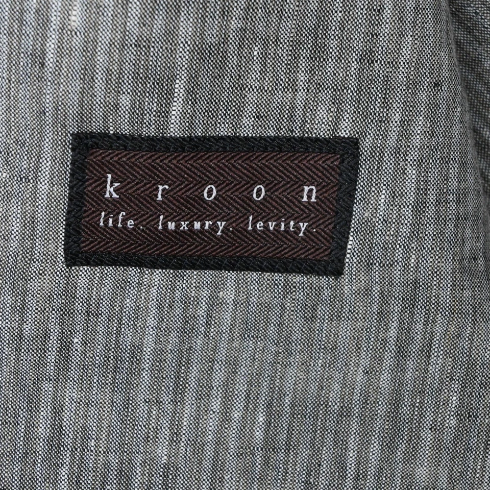 Casaco esportivo Kroon 40L marrom 100% linho Kravitz pico lapela masculino blazer terno - Imagem 4 de 4