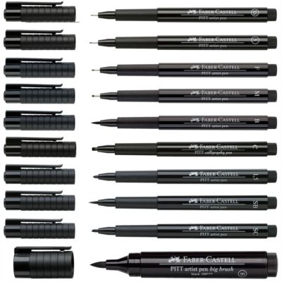 FABER CASTELL Tuschestift PITT ARTIST PEN schwarz [Stärke wählbar]