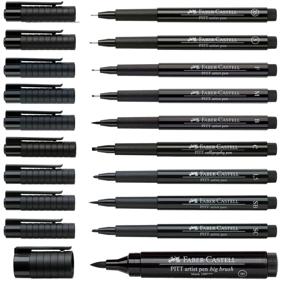 FABER CASTELL Tuschestift PITT ARTIST PEN schwarz [Stärke wählbar]