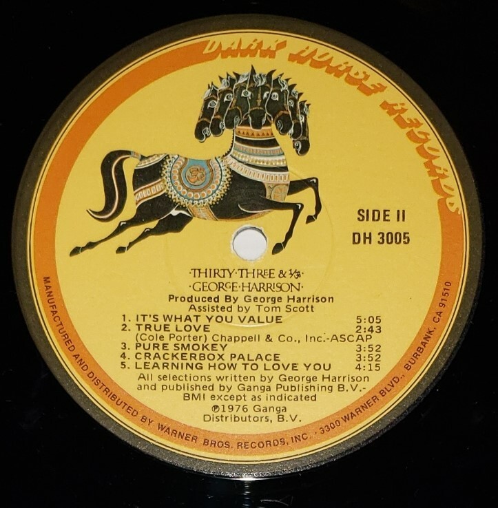 George Harrison – Thirty Three & 1/ૐ - Dark Horse Records – DH
