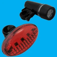 LED Cycle Light Set Front & Rear Bright Flash Constant Battery White Red Black