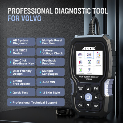 ANCEL VOD700 All System OBD2 Scanner Fits for Volvo Car Code