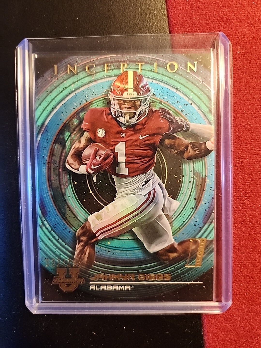 2022-23 Bowman University Inception Aqua RC Jahmyr Gibbs 122/199 Detroit Lions