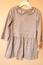 Carter's Gray  White Polka Dot Knit Dress with Sequin Collar Toddler Girl 3T