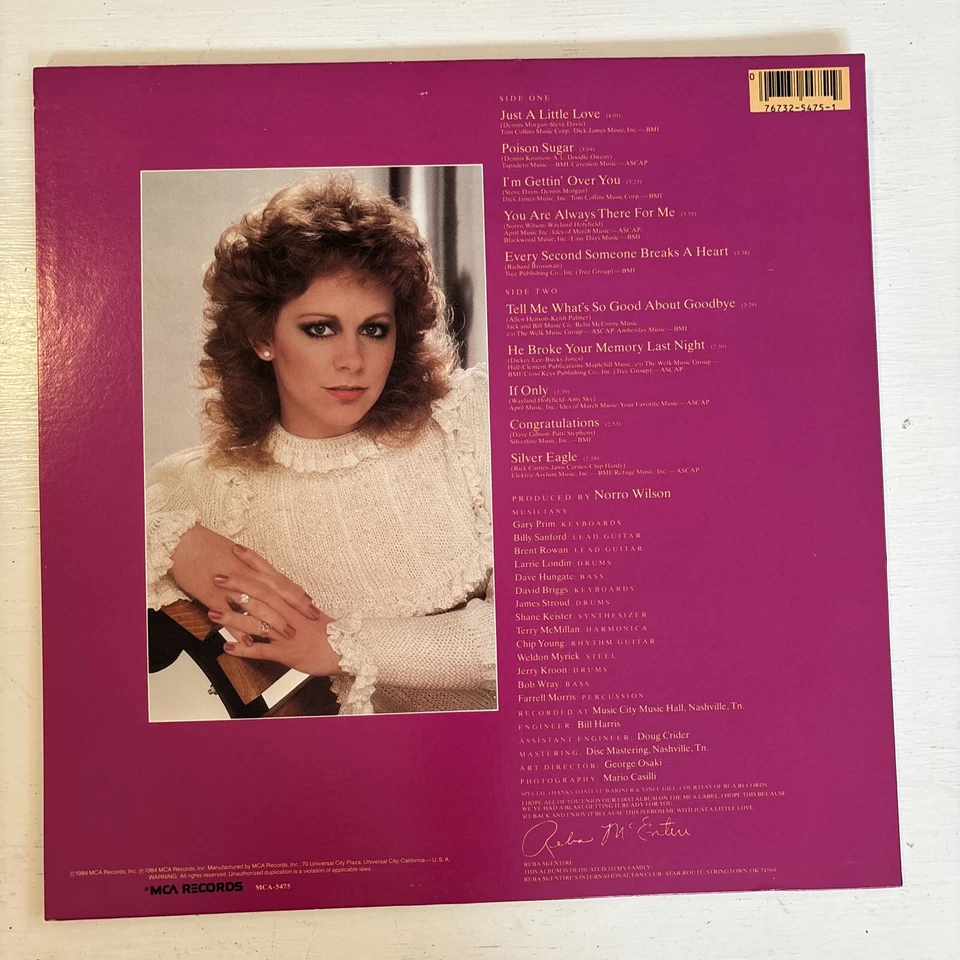 Reba McEntire Just A Little Love LP Vinyl 1984 MCA-5475 EX/EX - Image 2 of 4
