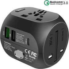 Universal Travel Adapter Power Adapter All in 1 European Travel Converter QC3.0