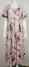 VTG Starina Womens Dress Size Small Sheer Lace Floral Short Sleeve Maxi Rayon