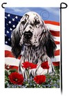 Patriotic Flowers Garden Flag - Blue Belton English Setter