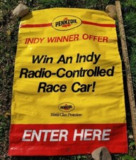 Pennzoil Indy 500 Car Vinyl Banner Sign Service Station Display VTG Bottle 90s 