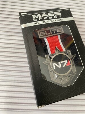 Mass Effect N7 Elite Medal Enamel Pin Badge Emblem Black Nickel + Ribbon Bioware