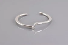 Sterling Silver Solid Swirled Twist Modernist Cuff 925 Bracelet 6.25"