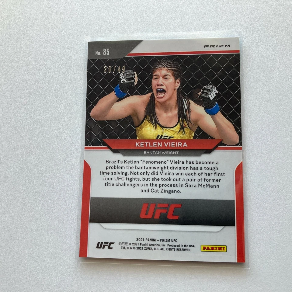 Ketlen Vieira 2021 Panini Prizm UFC Teal Refractor Card 30/49 #85 - Image 3 of 4