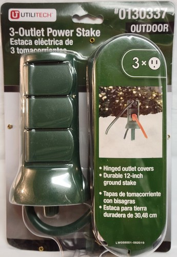 2 Packs UTILITECH 3-Outlet Outdoor Power Stake with Hinged Covers Green #0130337 - Picture 8 of 9