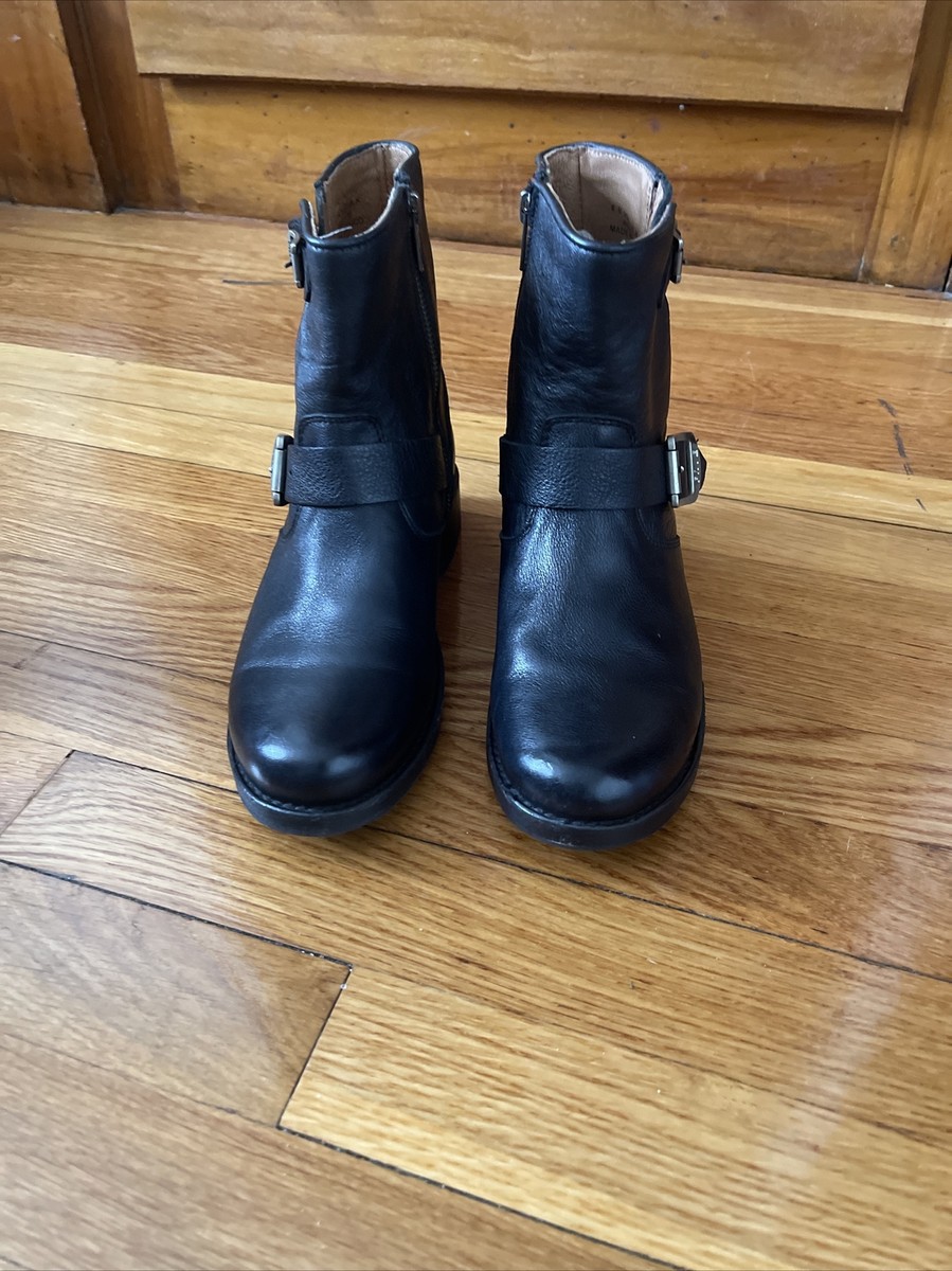 Frye Vicky Women's 8B Zip Side Leather Moto Ankle Boots