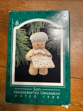 Christmas Vintage 1988 Hallmark Gingerbread Handcrafted Ornament Son W/Box