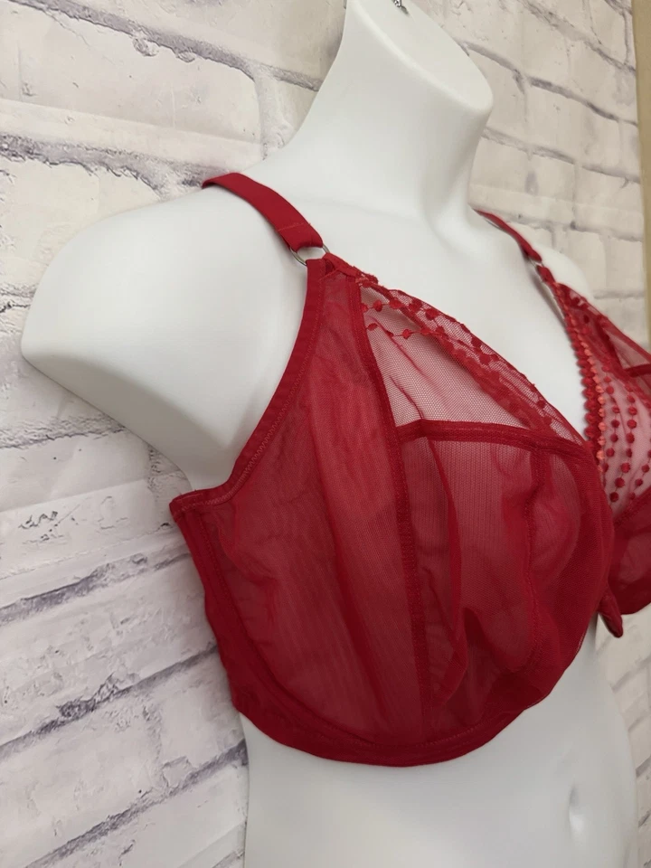Elomi Matilda Plunge Bra USA Size 40L Haute Red Unlined Underwire J Hook EL8900 - Image 2 of 4