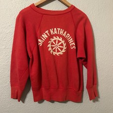 Vintage 50s 60s Champion Mens M Red Pullover Crewneck Sweatshirt Raglan