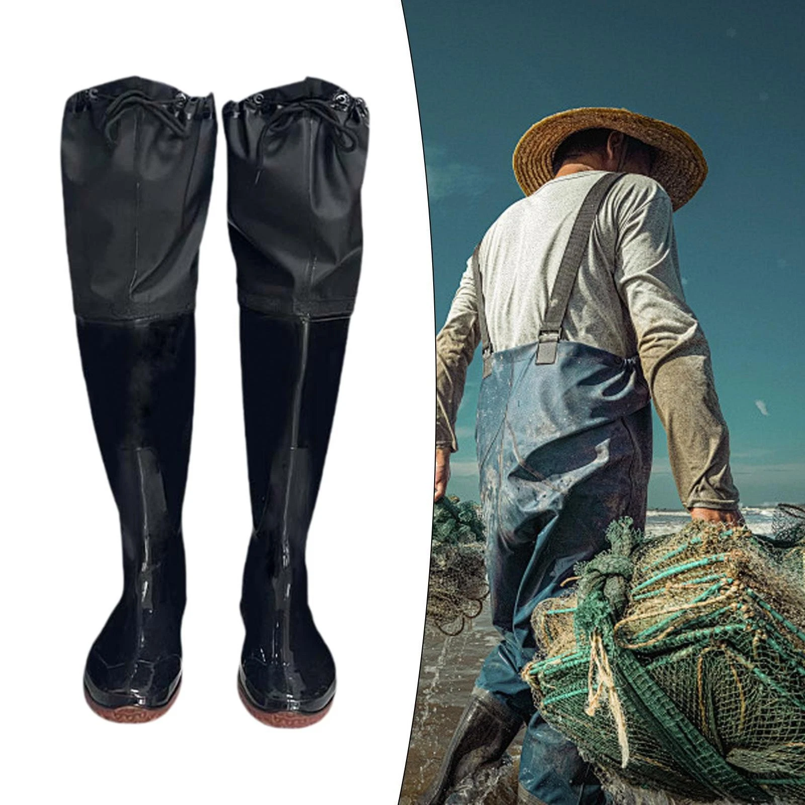 Hip Boots Hip Wader Hunting Rain Boots Breathable for Adults Height 60cm Working