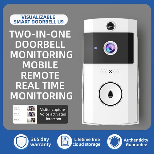 Wireless Visual Doorbell w/ Solar Rain Cover Intercom Security Camera Door Bell - Picture 7 of 21