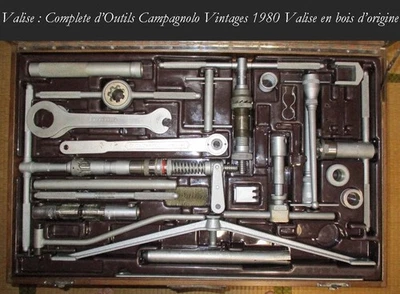 Valise : Complete d’Outils Campagnolo Vintages 1980 Valise en bois d’origine - Photo 1/4