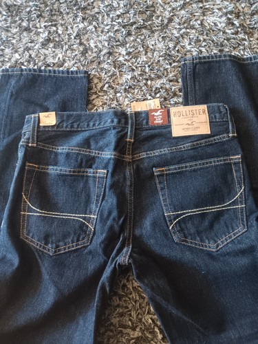 Hollister Slim Straight Men's 32x34 Dark Wash Denim Jeans New With Tags - Picture 2 of 2