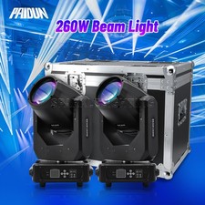 PAIDUN 2PCS 20R 260W Sharpy Beam Moving Head DJ Light Rainbow Effect Flight Case