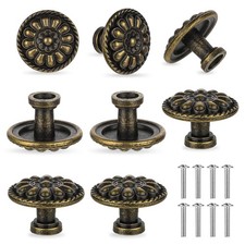 JJUNW 8 Pack Antique Brass Drawer Knobs, Vintage Dresser 1.18 inches, Bronze