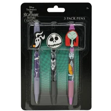 Nightmare Before Christmas 3pk Character Pens with Rubber Clips