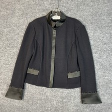 St. John Evening Womens Santana Knit Jacket Size 6 Black Beaded Trim Old Money
