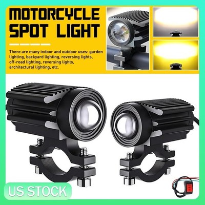 60W LED Motorcycle Headlight Yellow White Hi/Lo Spot Light Driving Fog Lamp
