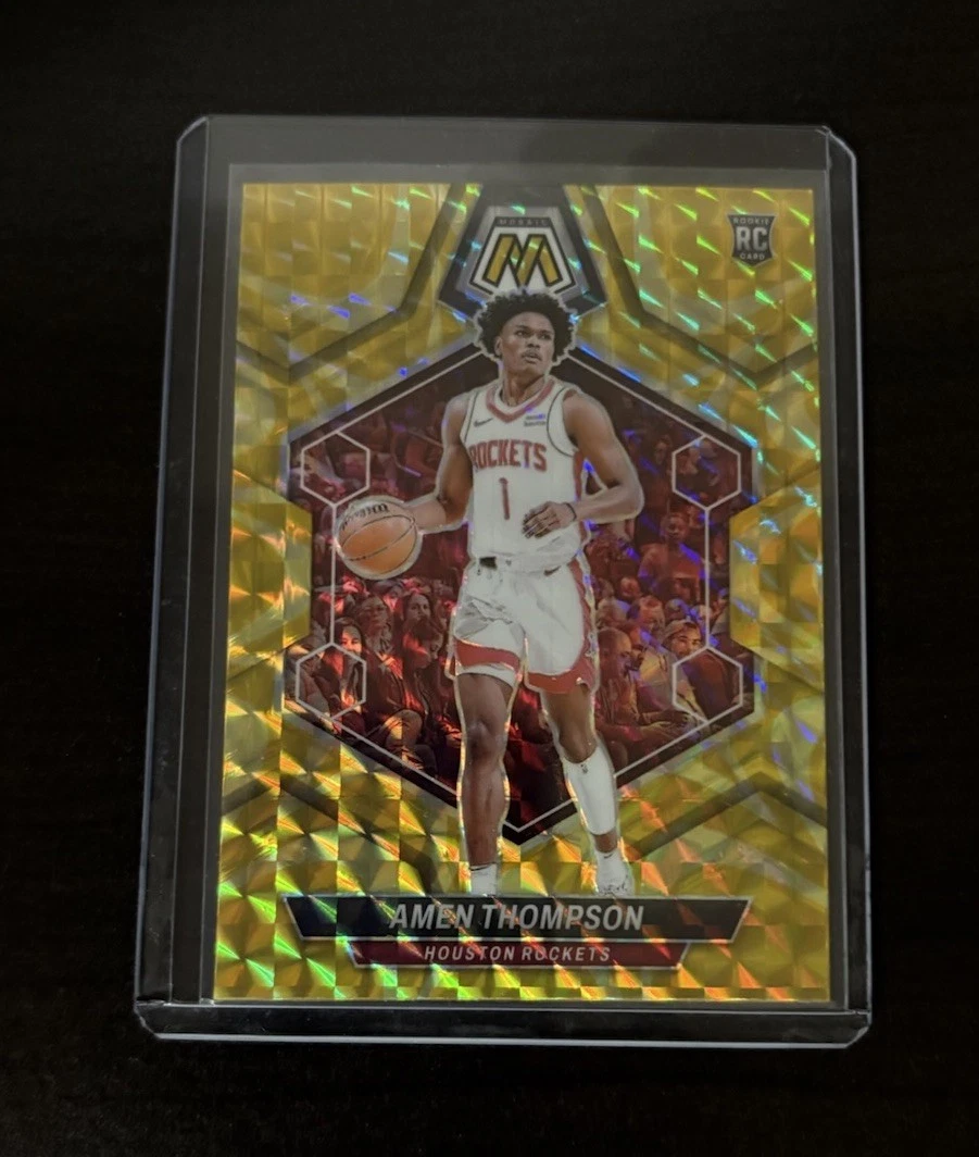 2023-24 Panini Mosaic - Amen Thompson #230 Yellow Reactive RC - Houston Rockets