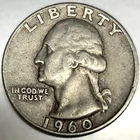 1960 D Washington 90% Silver Quarter Circulated Condition 25c US Coin - 2827