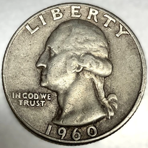 1960 D Washington 90% Silver Quarter Circulated Condition 25c US Coin - 2827