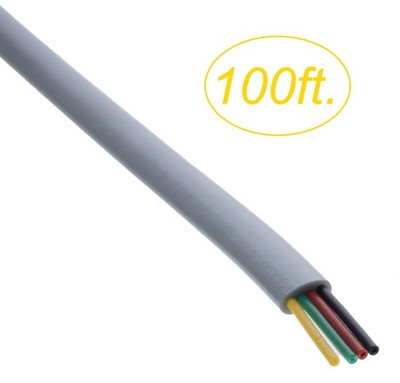 100ft 4-Conductor 28-AWG Silver Satin Telephone Flat Bulk Wire