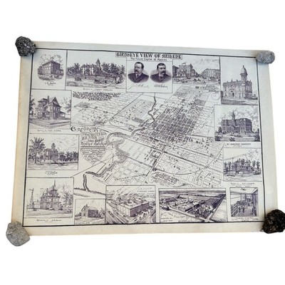 Birdseye view map Abilene KS 1895 JH Ketcheson The Future Capital of Kansas READ