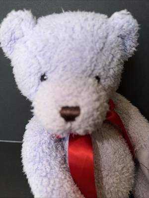 Bath & Body Works Purple Teddy Bear Cubby Bean Bag Plush Red